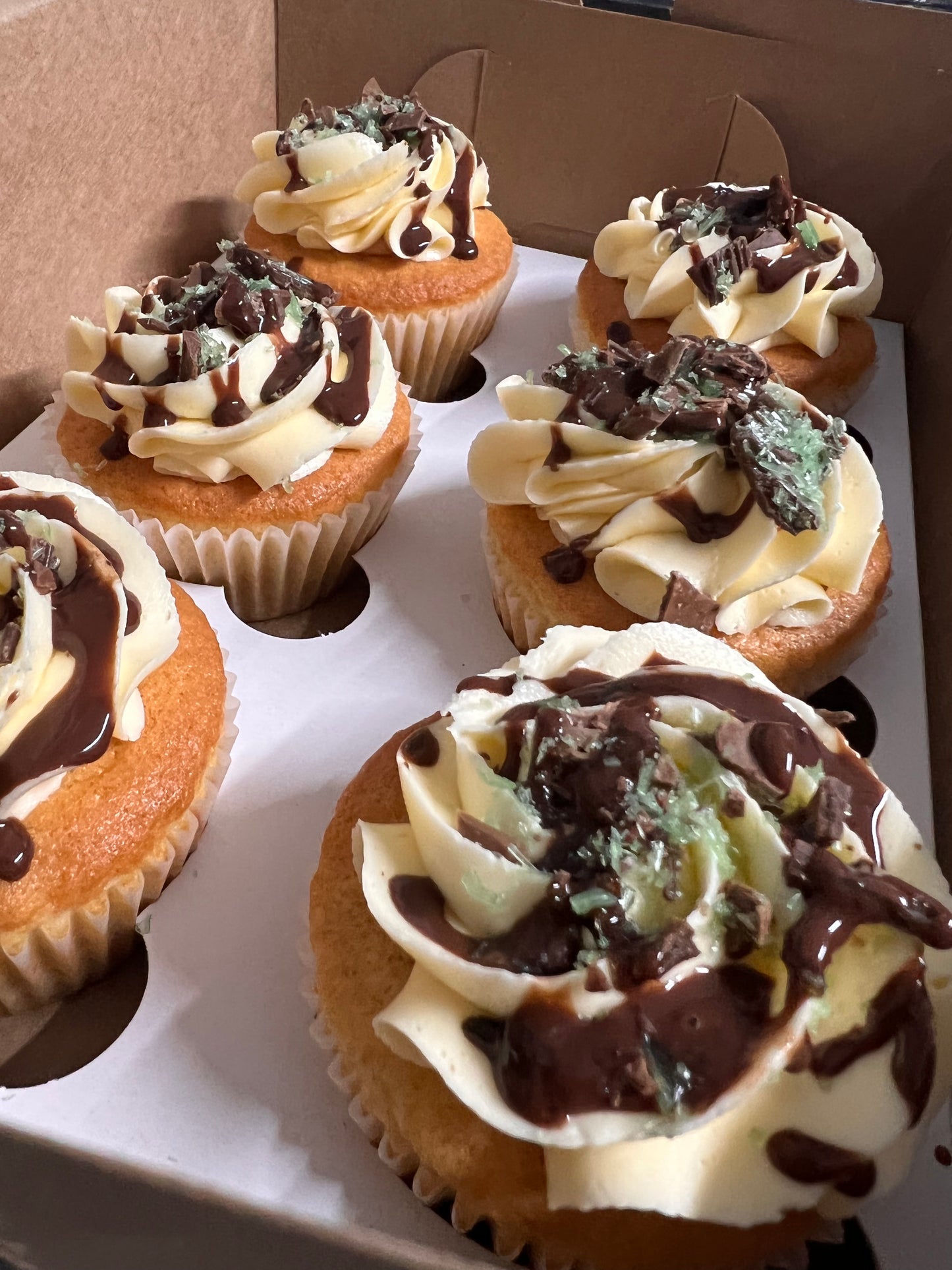 Peppermint Caramel Coconut Cupcakes