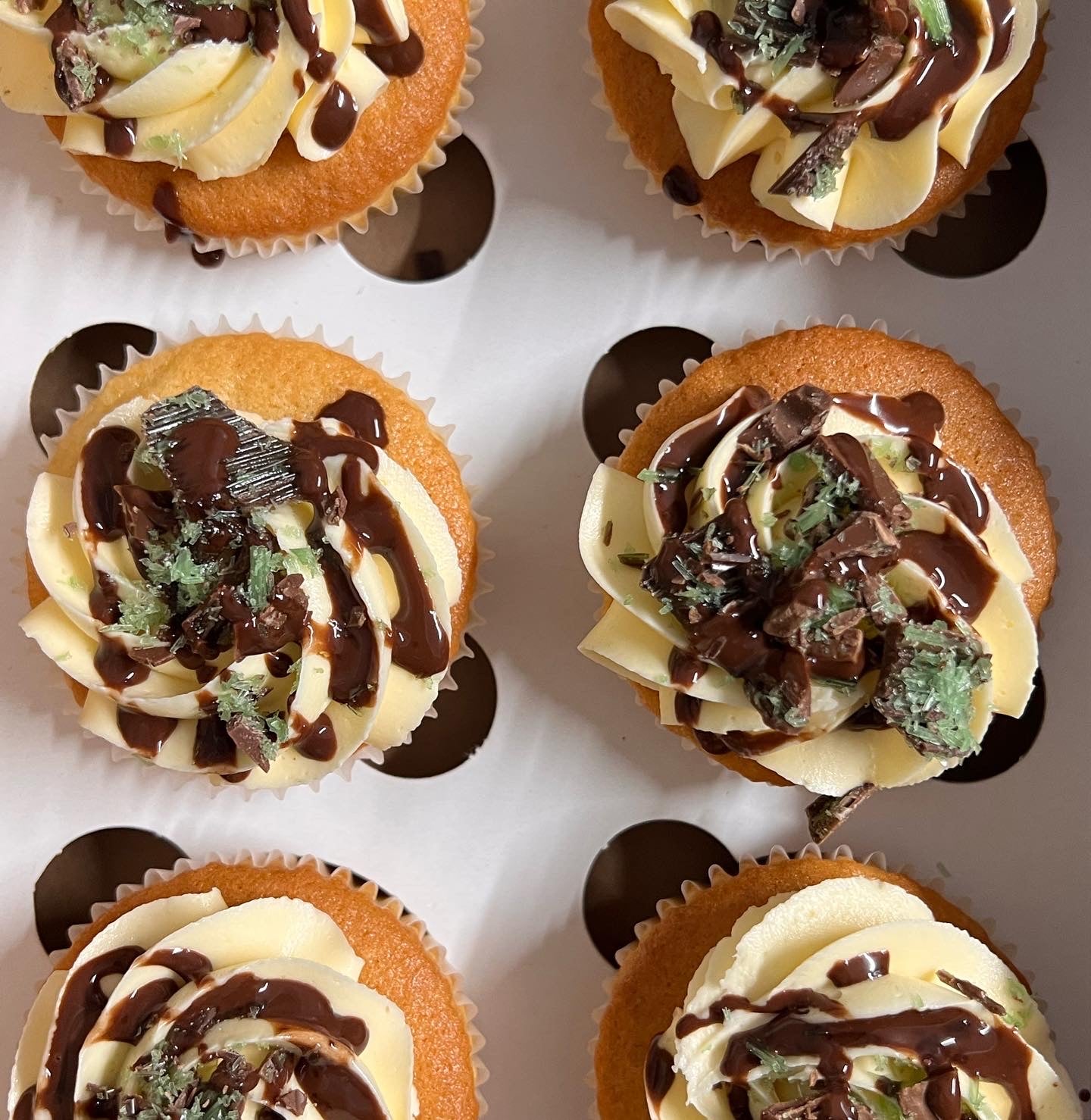 Peppermint Caramel Coconut Cupcakes